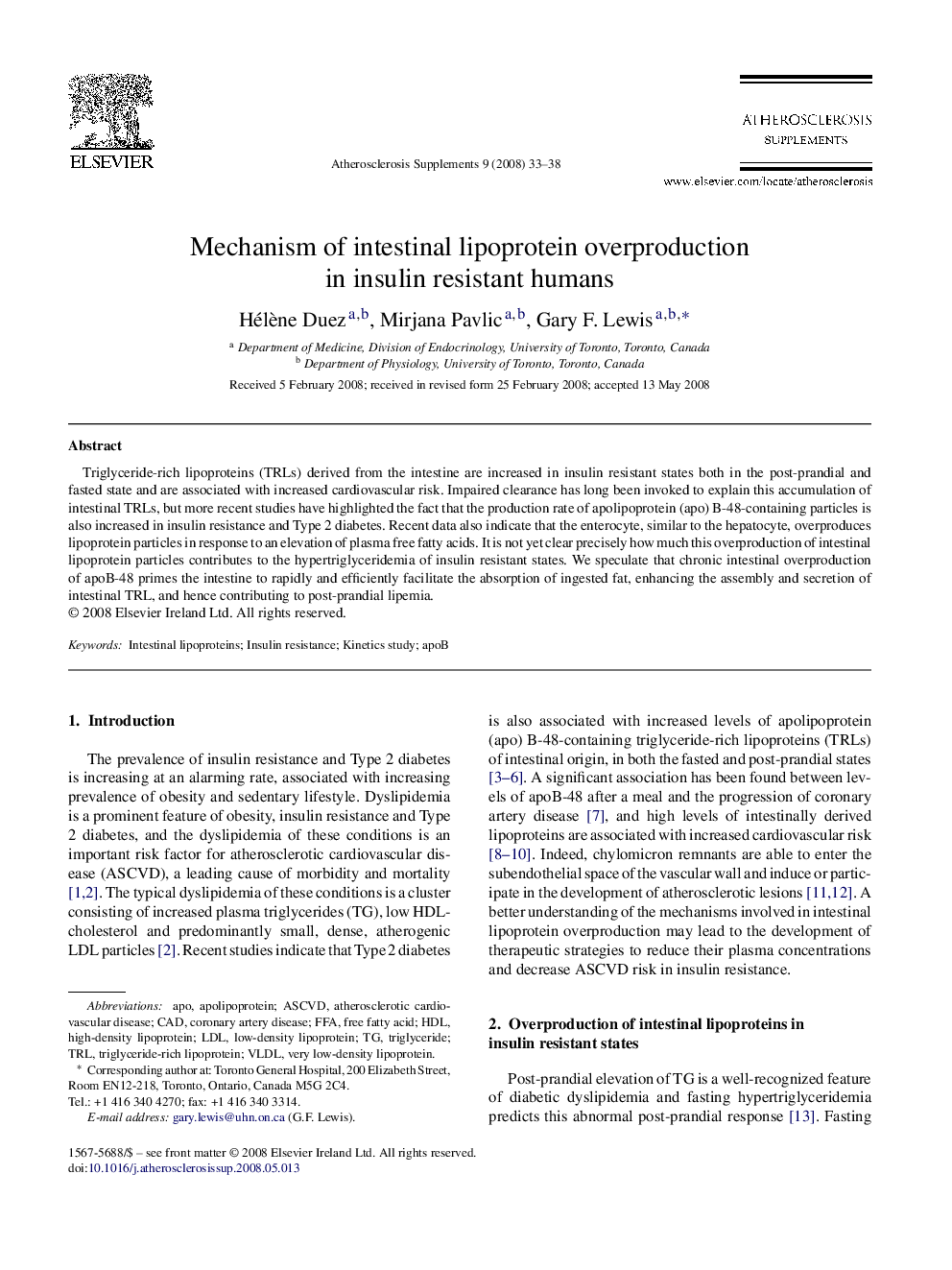 Mechanism of intestinal lipoprotein overproduction in insulin resistant humans