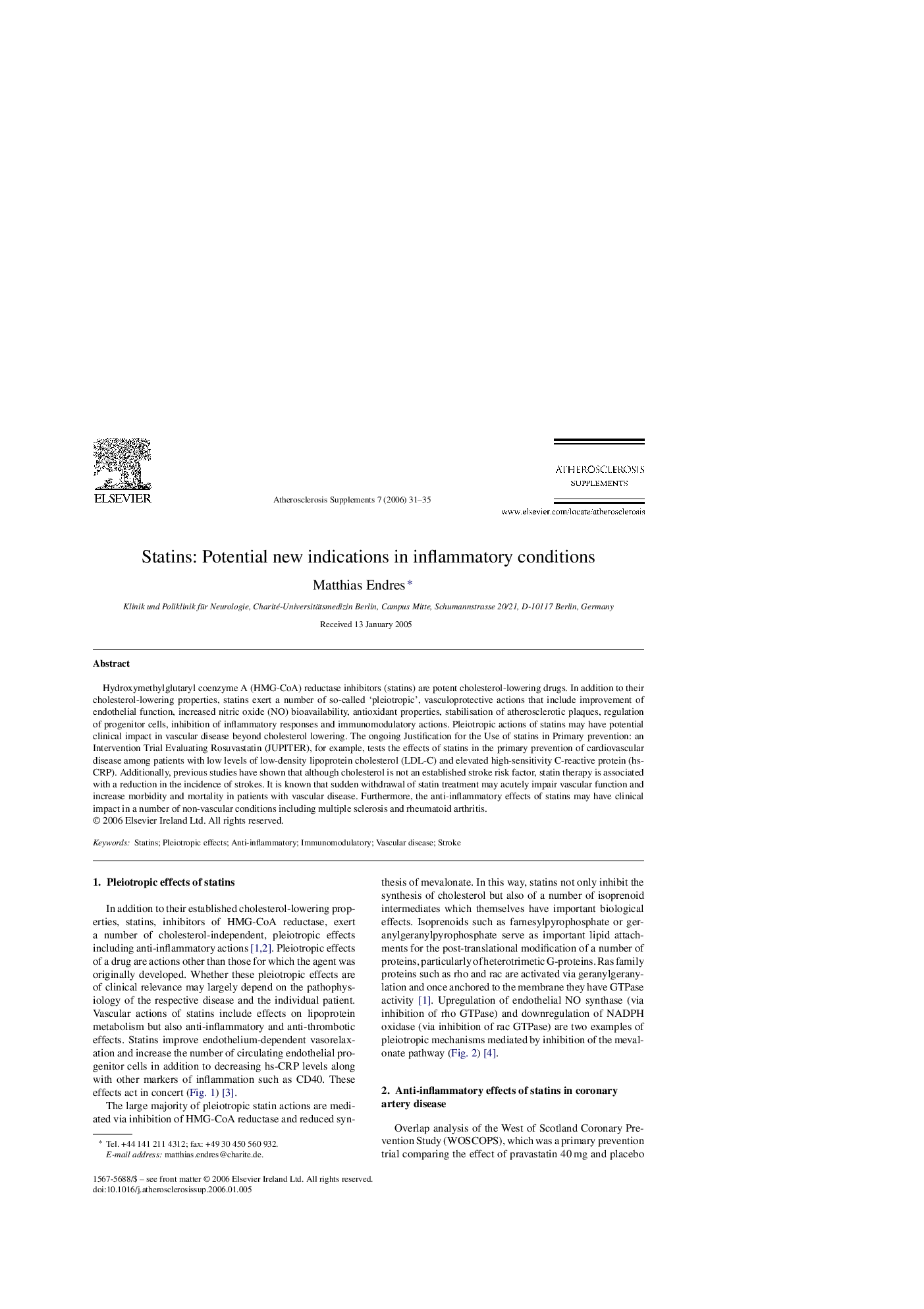 Statins: Potential new indications in inflammatory conditions