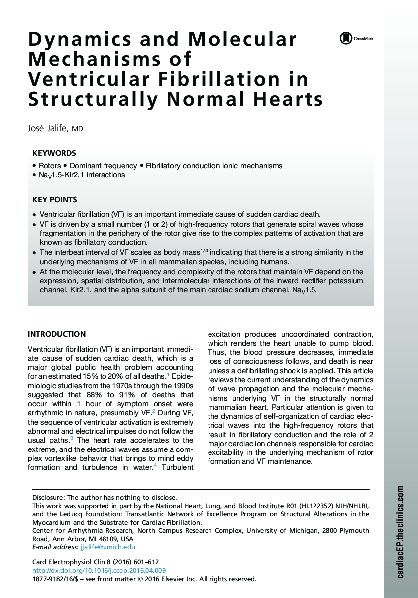 دینامیک و مکانیزم های مولکولی فیبریلاسیون بطنی در قلب های سازه ای معمولی 