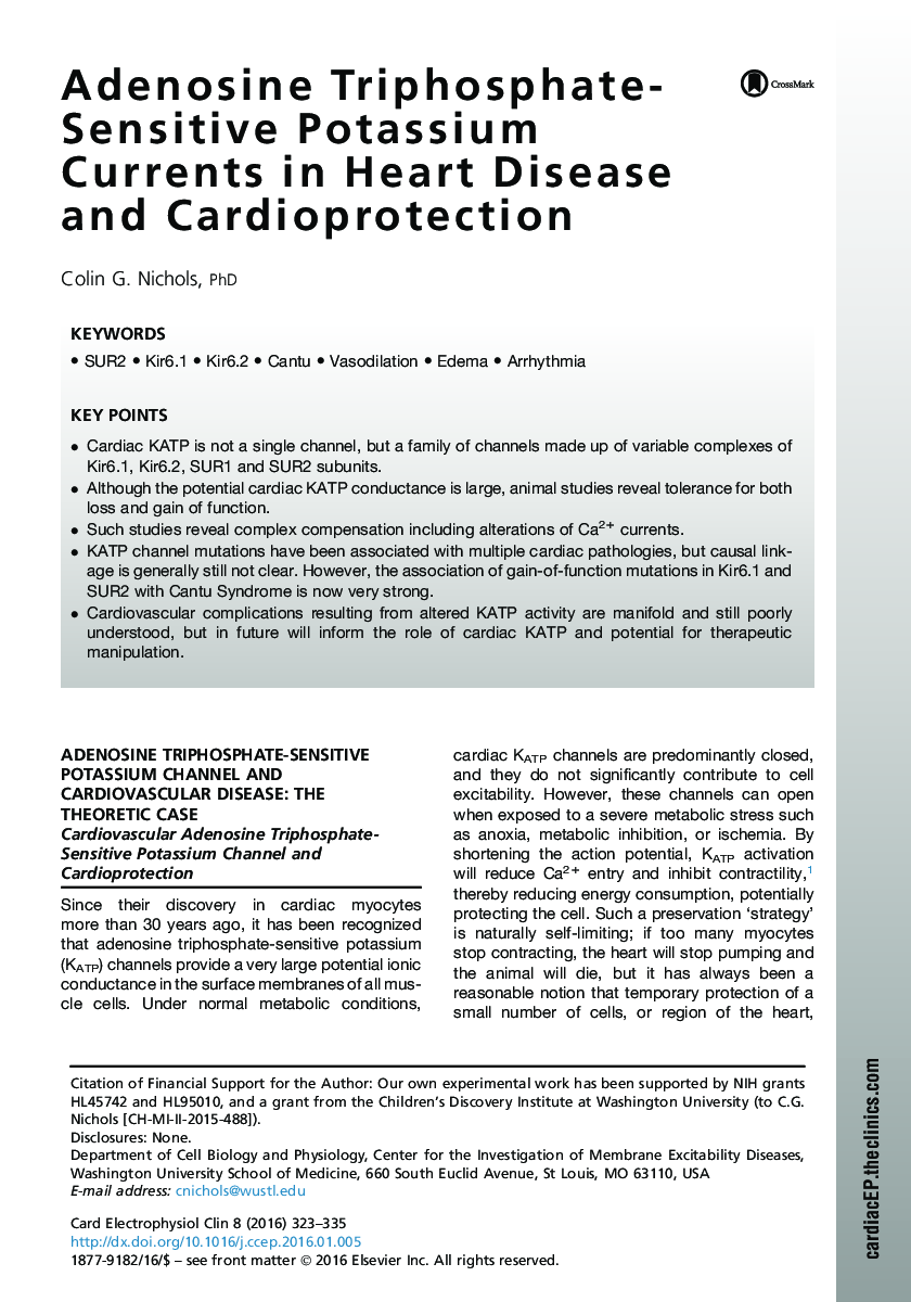 Adenosine Triphosphate-Sensitive Potassium Currents in Heart Disease and Cardioprotection