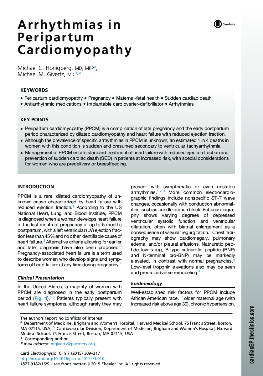 Arrhythmias in Peripartum Cardiomyopathy