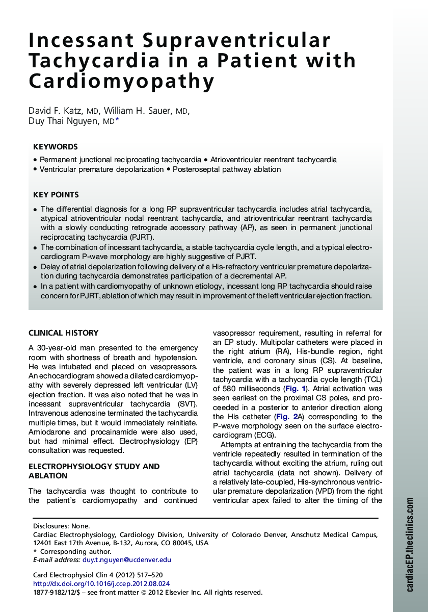 Incessant Supraventricular Tachycardia in a Patient with Cardiomyopathy