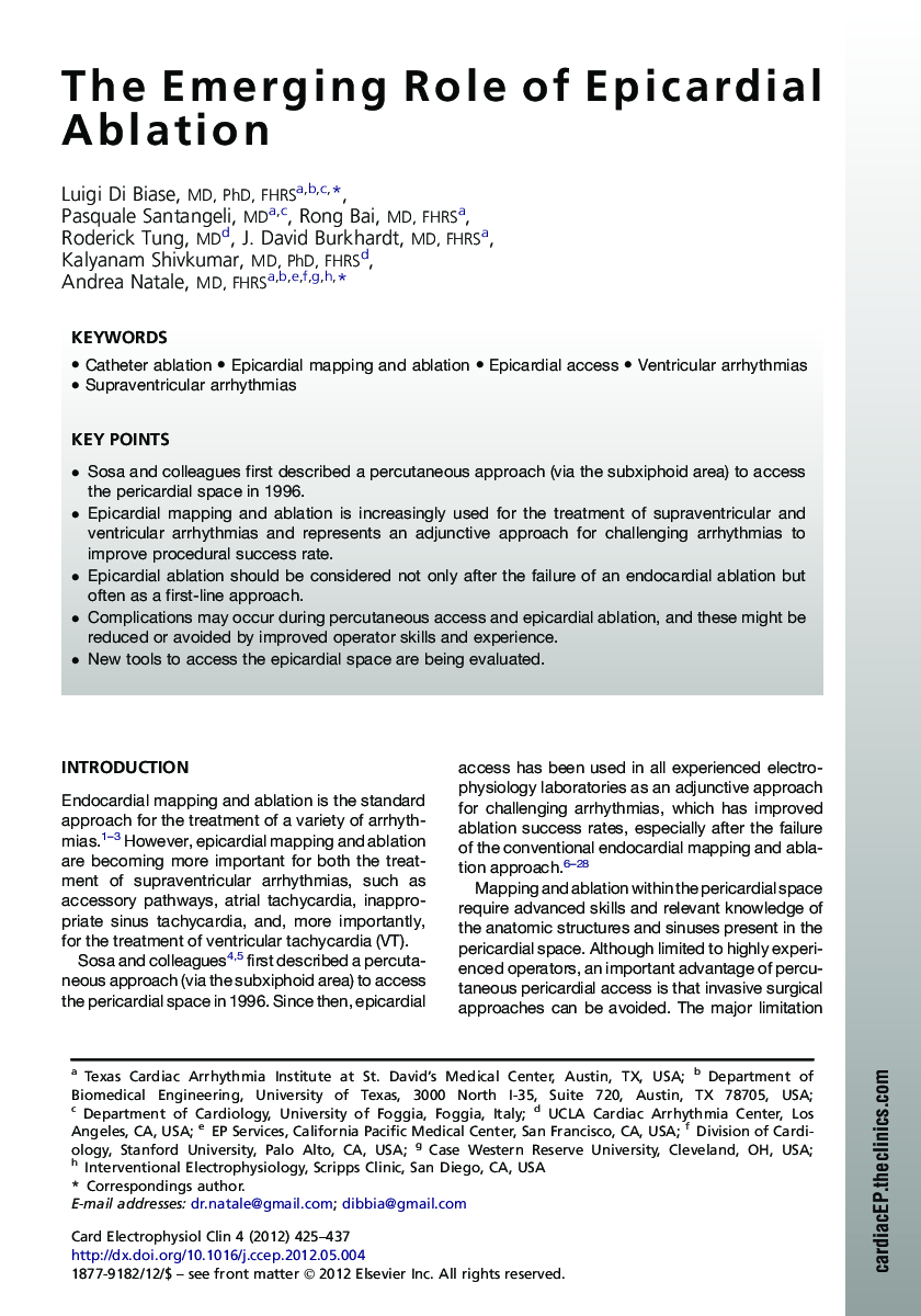 The Emerging Role of Epicardial Ablation