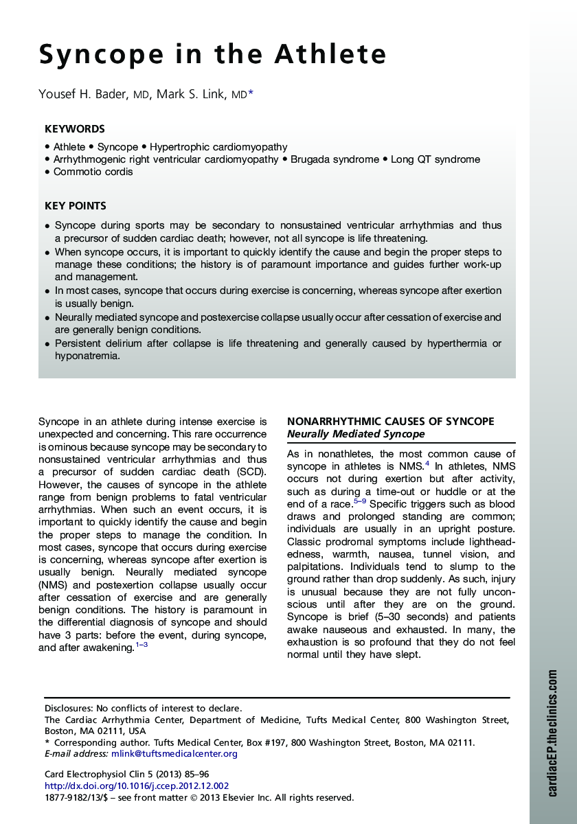 Syncope in the Athlete