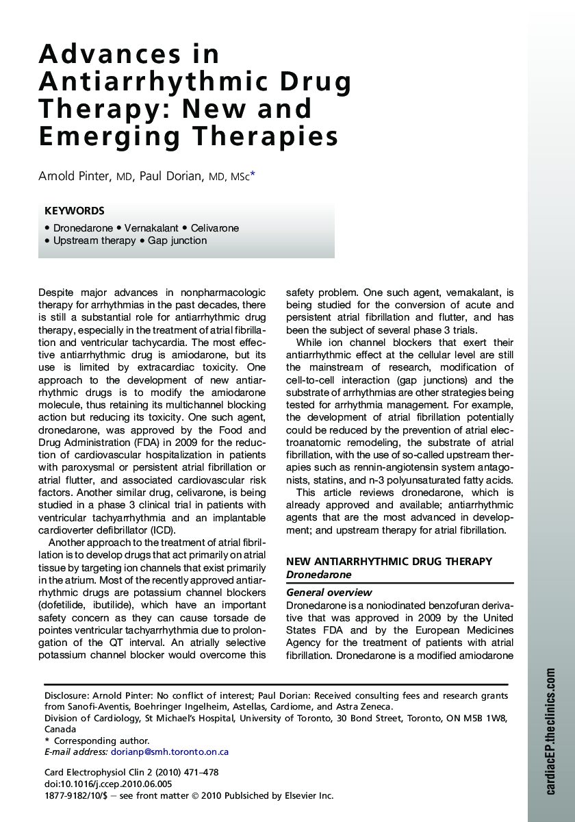 Advances in Antiarrhythmic Drug Therapy: New and Emerging Therapies