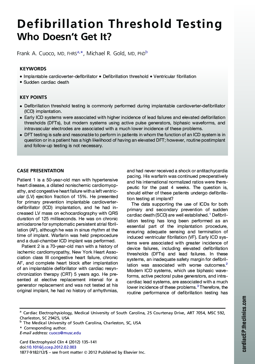 Defibrillation Threshold Testing