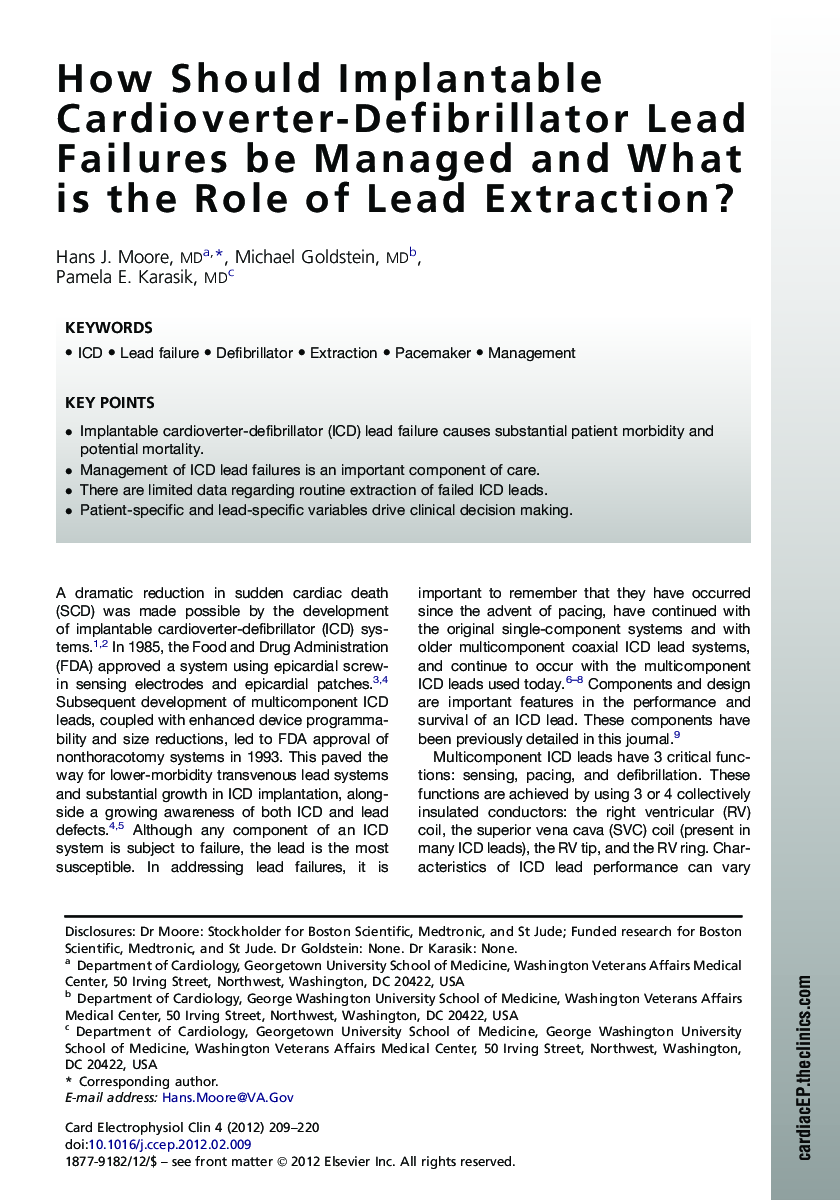 How Should Implantable Cardioverter-Defibrillator Lead Failures be Managed and What is the Role of Lead Extraction?