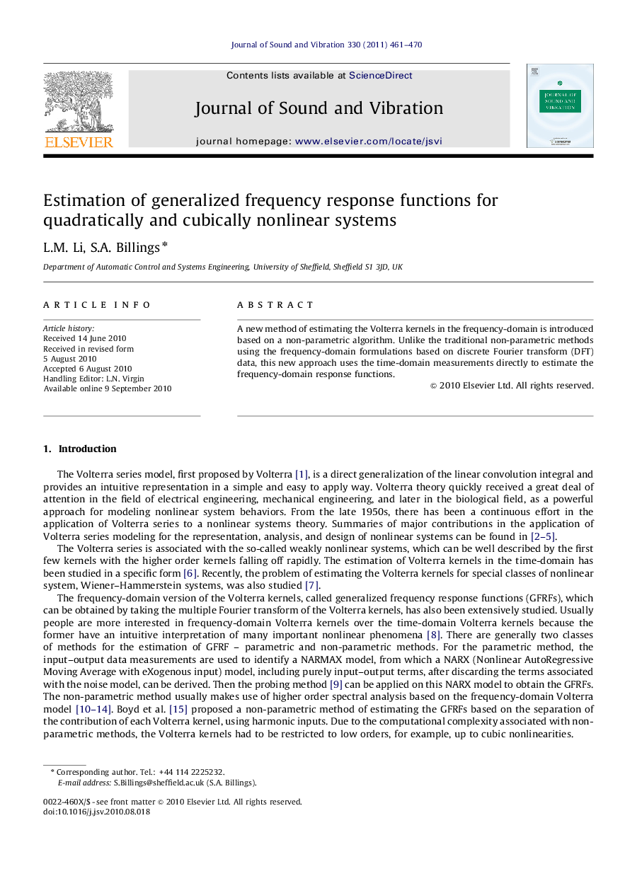 Estimation of generalized frequency response functions for quadratically and cubically nonlinear systems