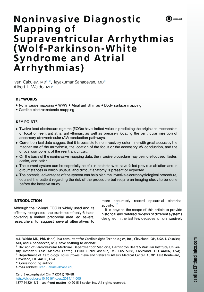 Noninvasive Diagnostic Mapping of Supraventricular Arrhythmias (Wolf-Parkinson-White Syndrome and Atrial Arrhythmias)