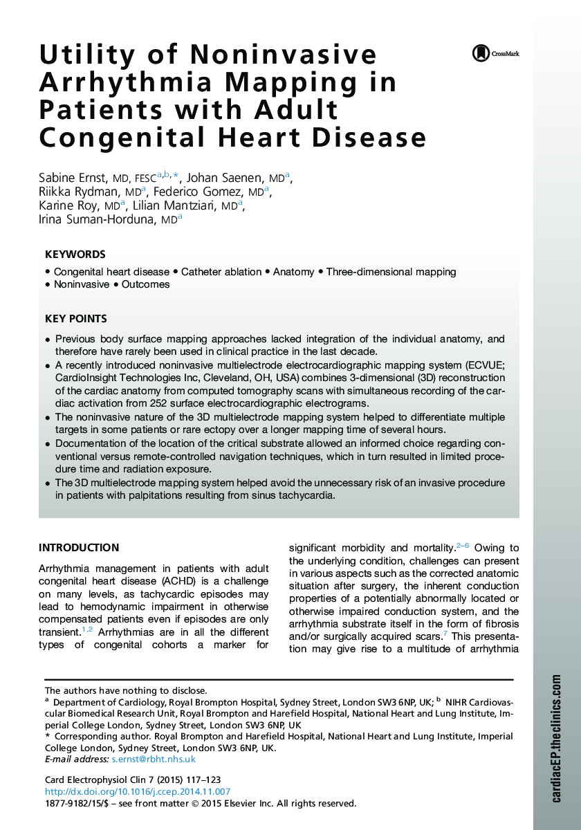 Utility of Noninvasive Arrhythmia Mapping in Patients with Adult Congenital Heart Disease