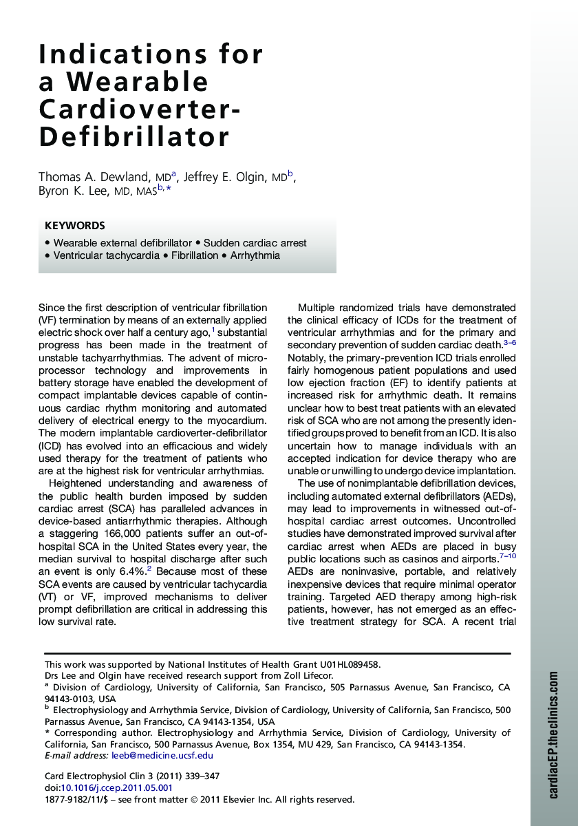 Indications for a Wearable Cardioverter-Defibrillator