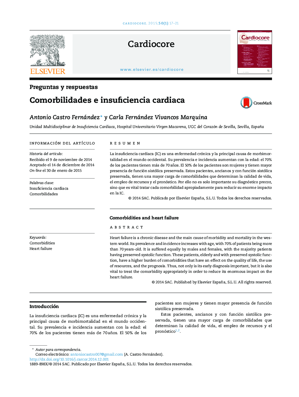 Comorbilidades e insuficiencia cardiaca