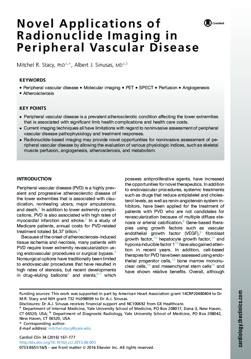 Novel Applications of Radionuclide Imaging in Peripheral Vascular Disease