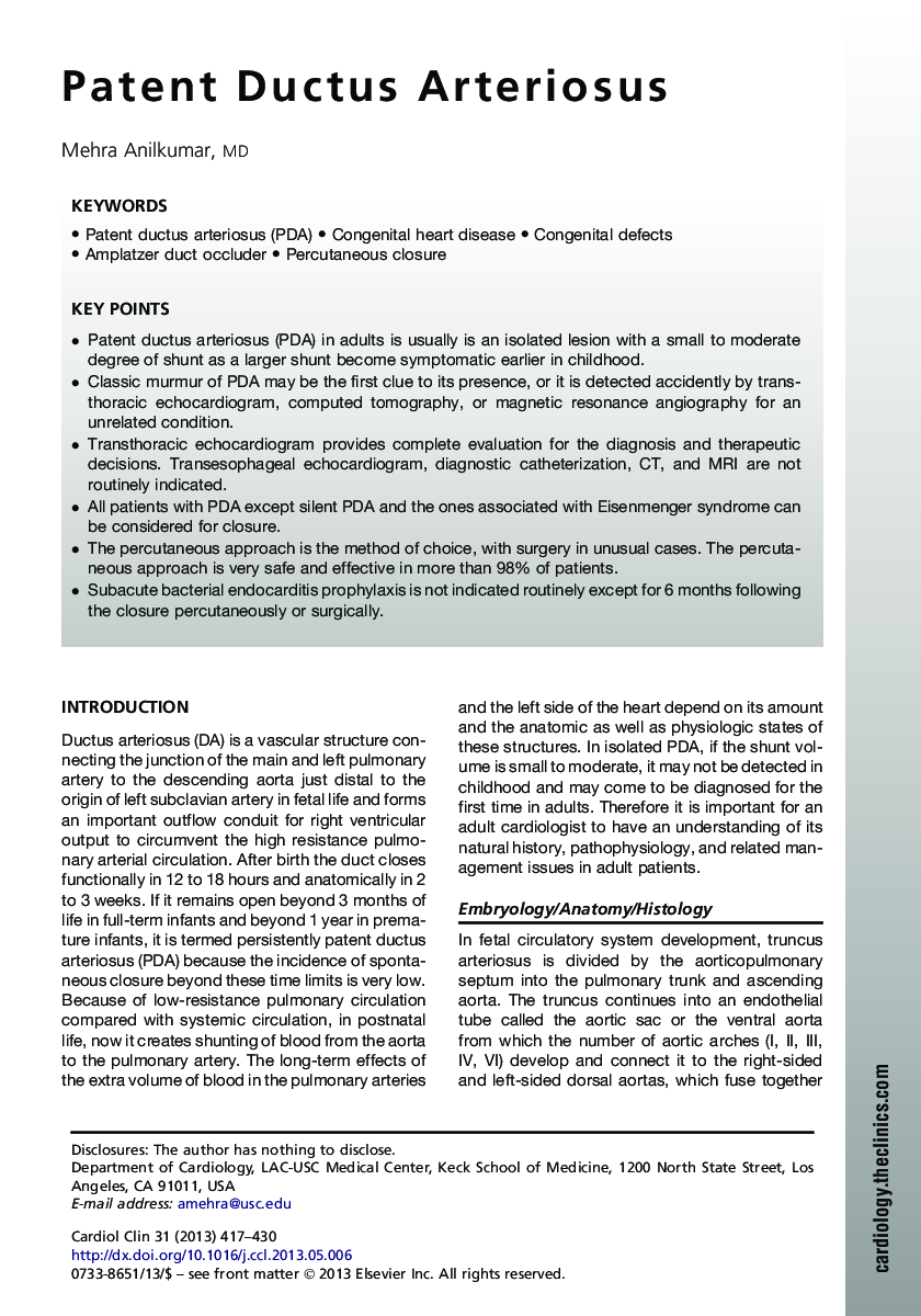 Patent Ductus Arteriosus