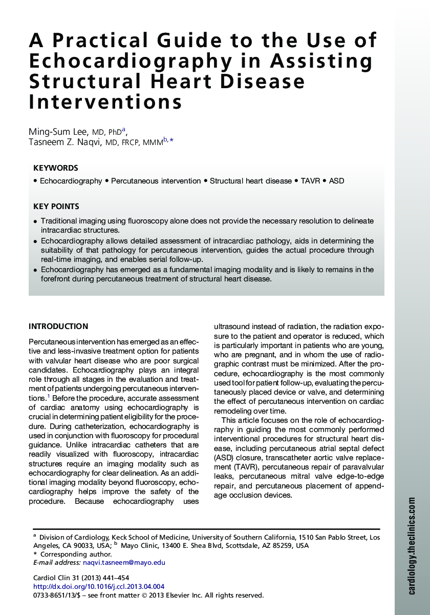 A Practical Guide to the Use of Echocardiography in Assisting Structural Heart Disease Interventions