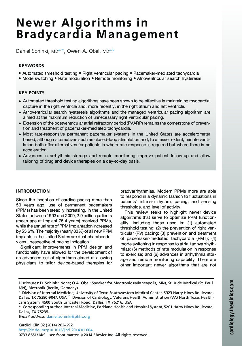 Newer Algorithms in Bradycardia Management