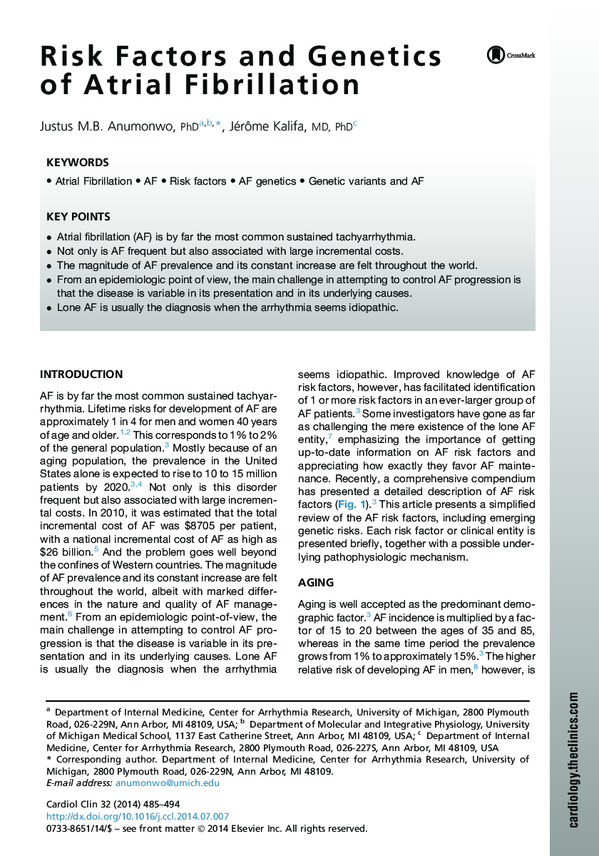 Risk Factors and Genetics of Atrial Fibrillation