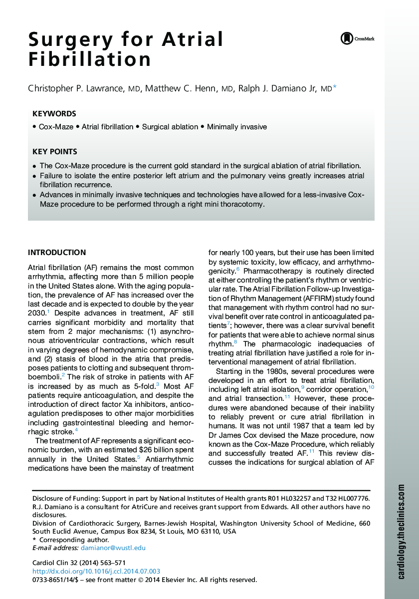 Surgery for Atrial Fibrillation