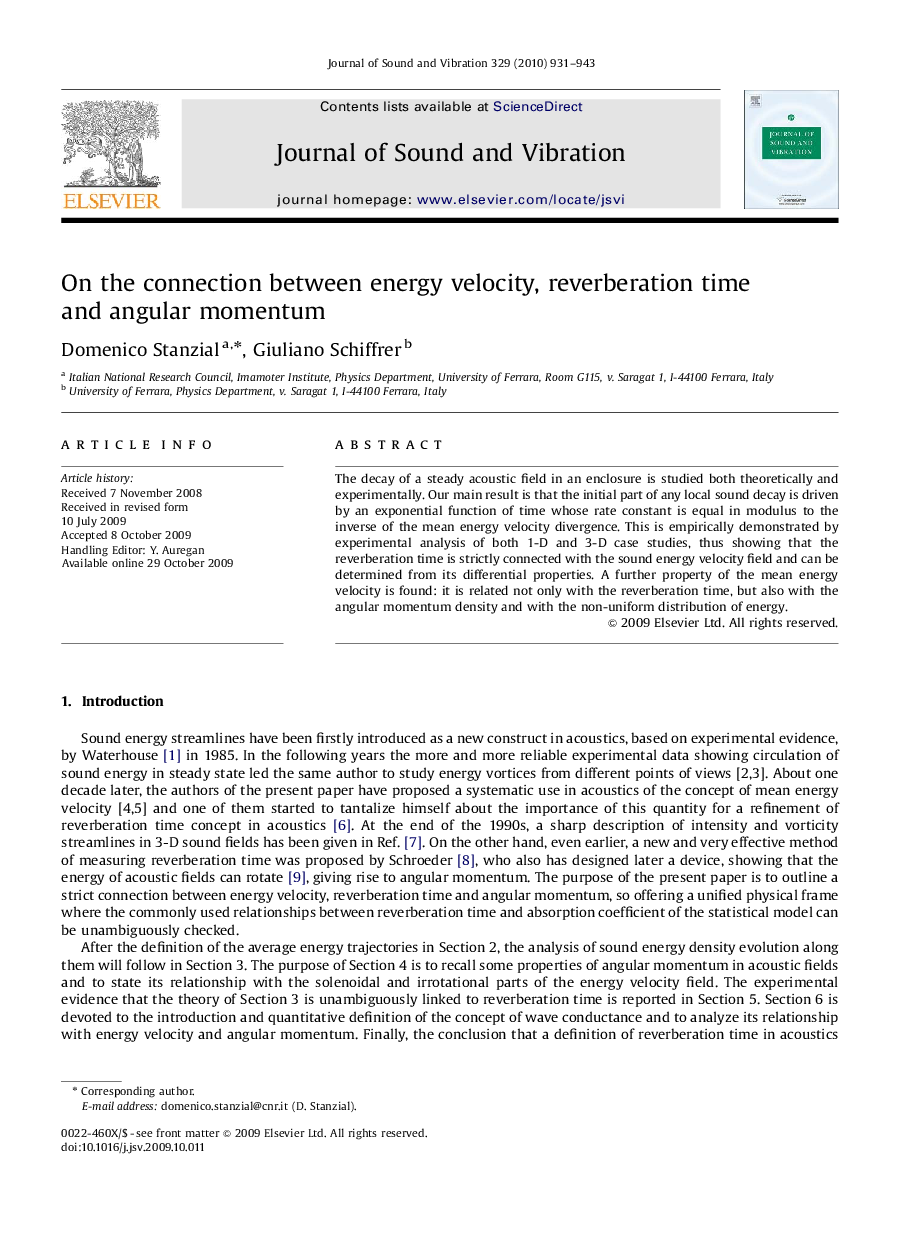 On the connection between energy velocity, reverberation time and angular momentum