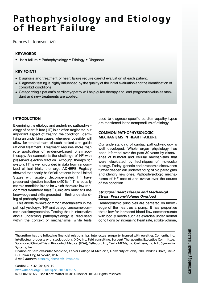 Pathophysiology and Etiology of Heart Failure