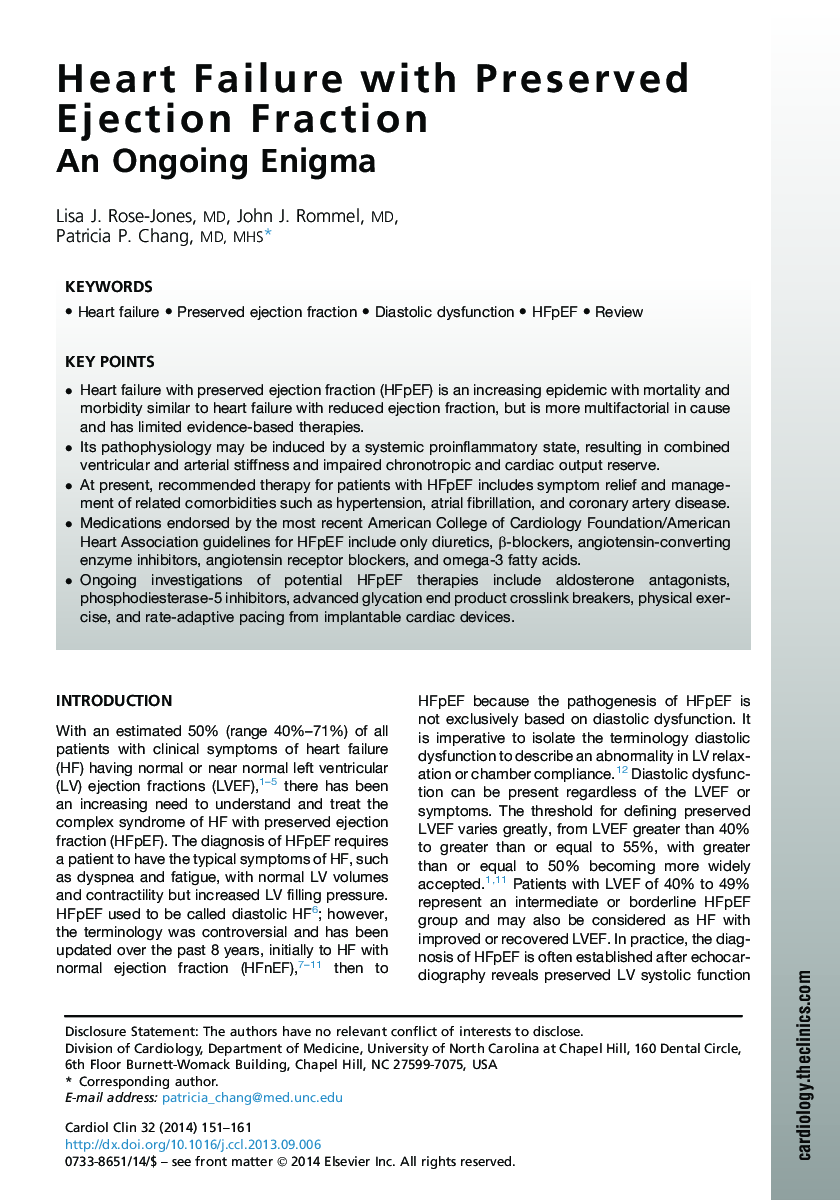 Heart Failure with Preserved Ejection Fraction