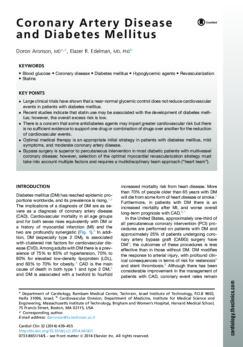 Coronary Artery Disease and Diabetes Mellitus