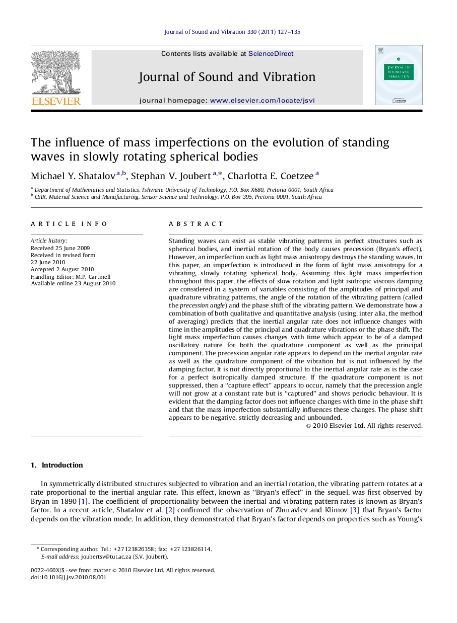 The influence of mass imperfections on the evolution of standing waves in slowly rotating spherical bodies
