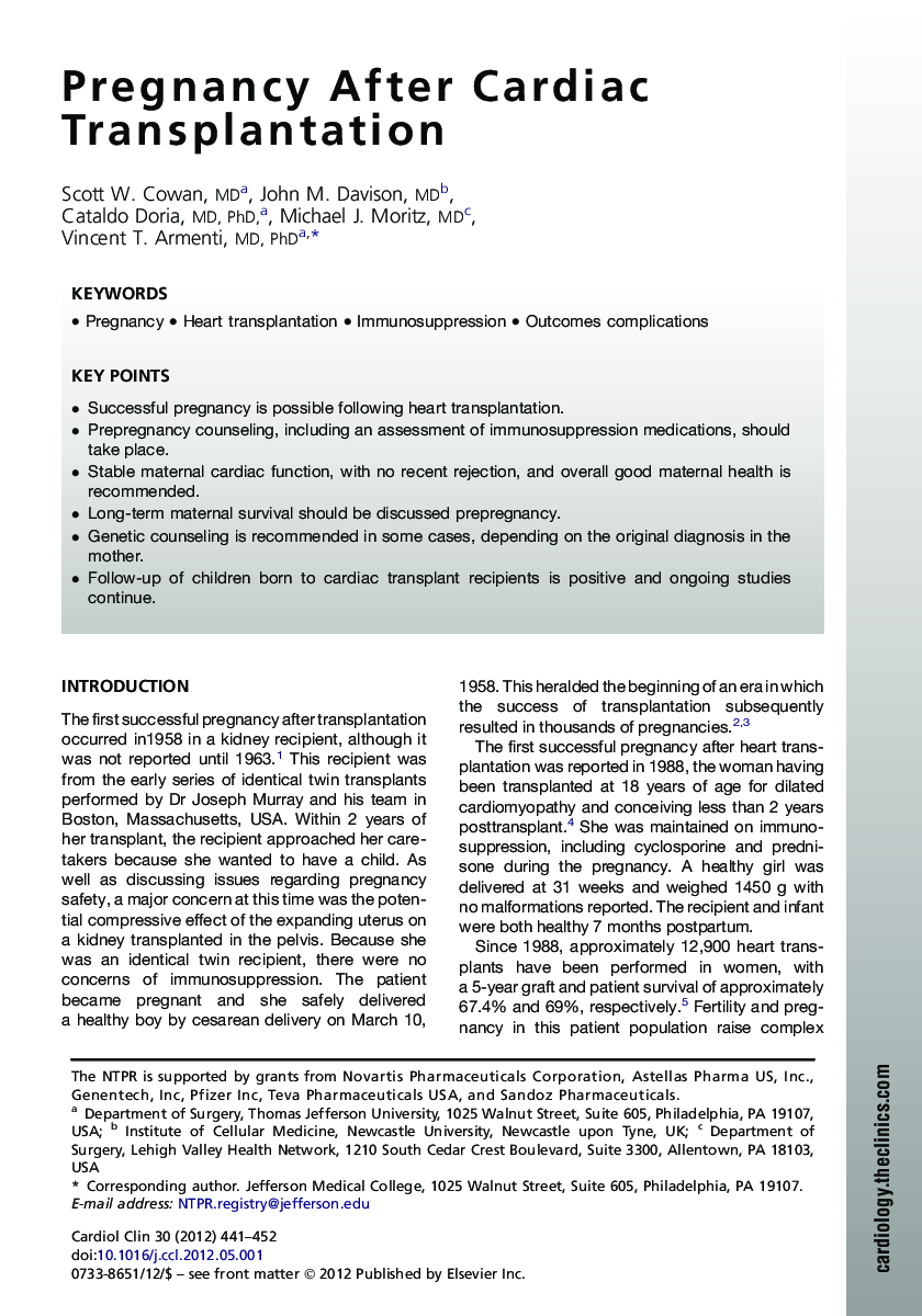 Pregnancy After Cardiac Transplantation