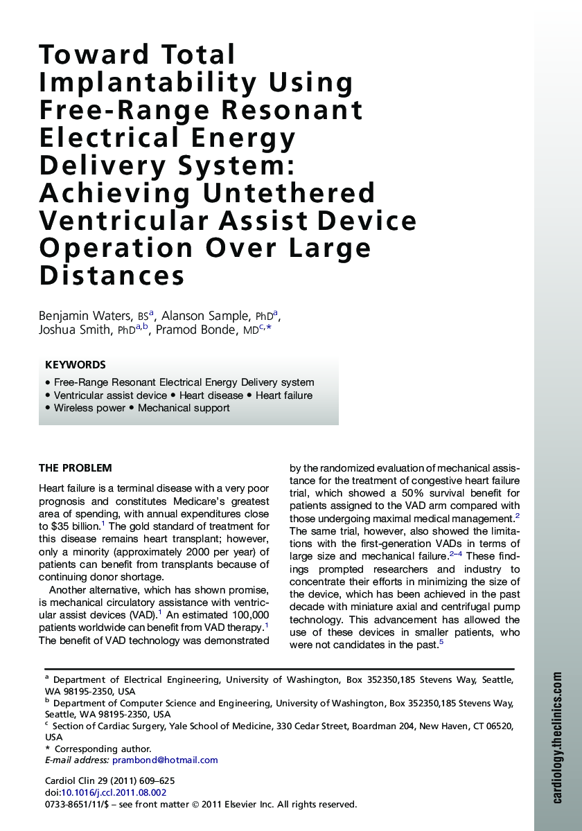 Toward Total Implantability Using Free-Range Resonant Electrical Energy Delivery System: Achieving Untethered Ventricular Assist Device Operation Over Large Distances