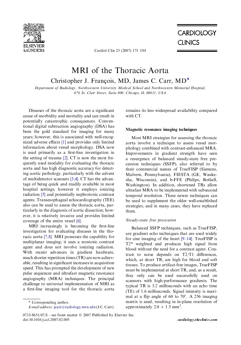 MRI of the Thoracic Aorta