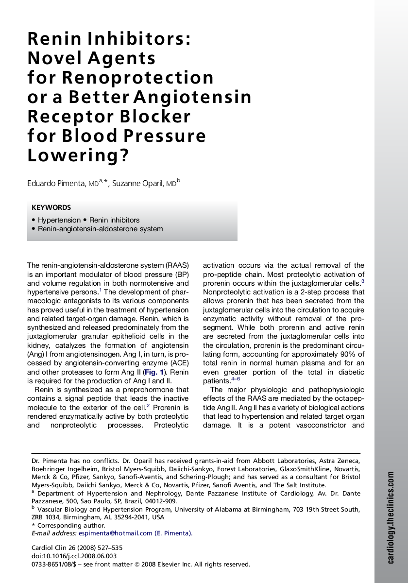 Renin Inhibitors: Novel Agents for Renoprotection or a Better Angiotensin Receptor Blocker for Blood Pressure Lowering?