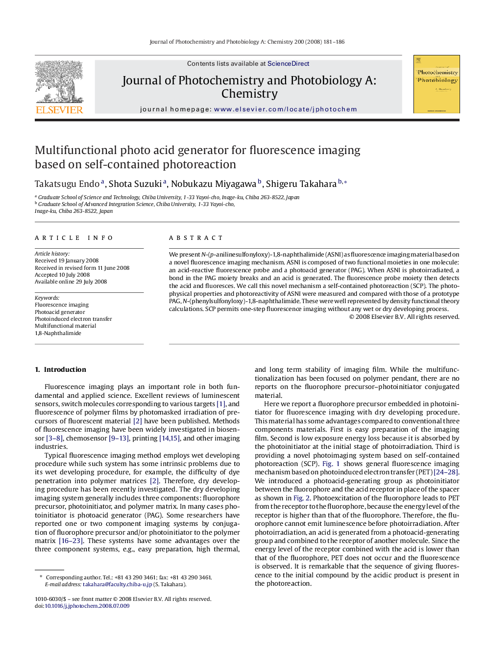 Multifunctional photo acid generator for fluorescence imaging based on self-contained photoreaction