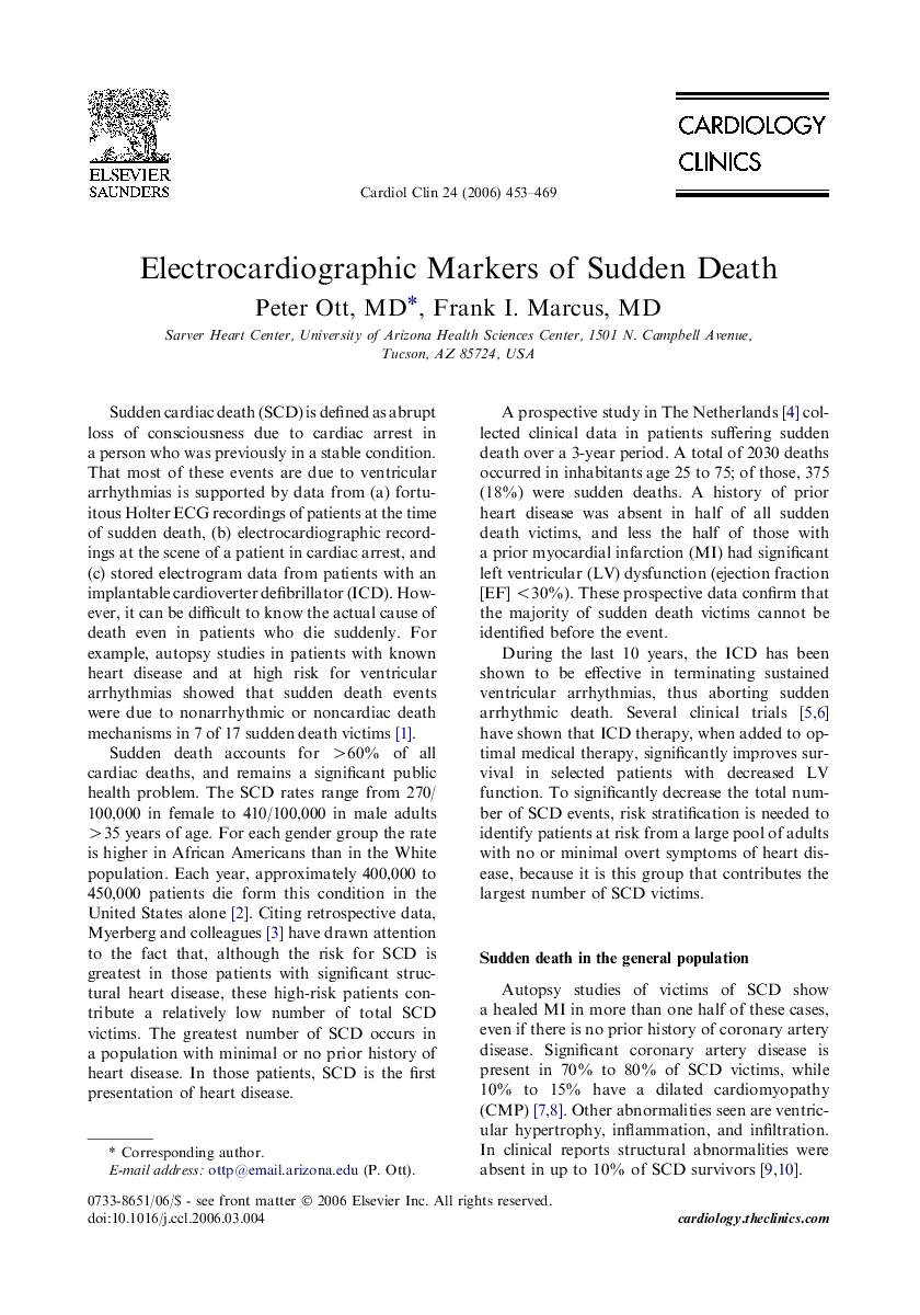 Electrocardiographic Markers of Sudden Death