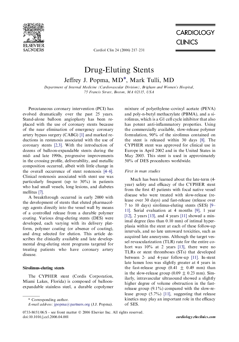 Drug-Eluting Stents