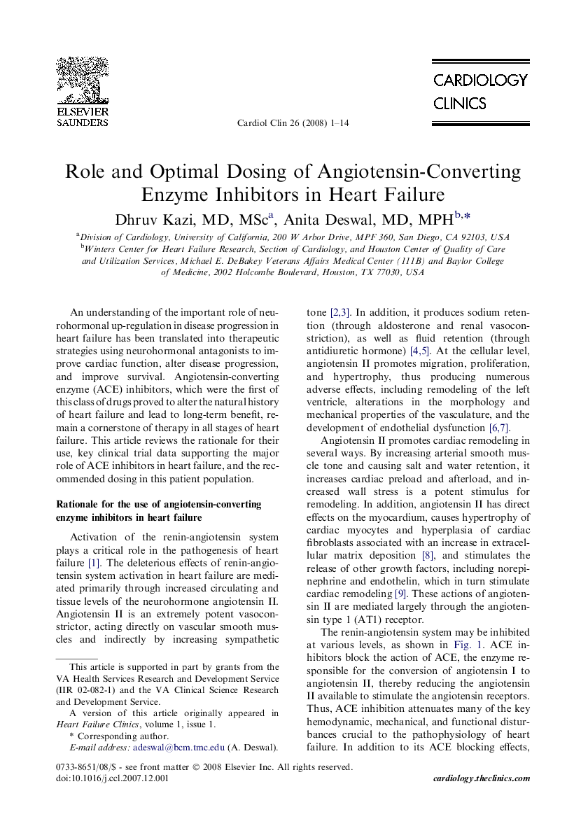 Role and Optimal Dosing of Angiotensin-Converting Enzyme Inhibitors in Heart Failure 