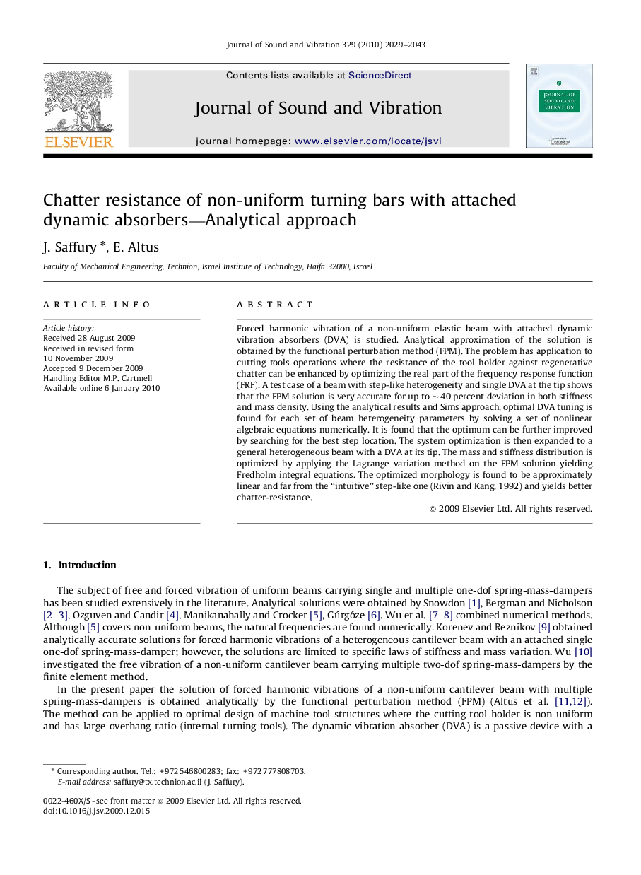 Chatter resistance of non-uniform turning bars with attached dynamic absorbers—Analytical approach