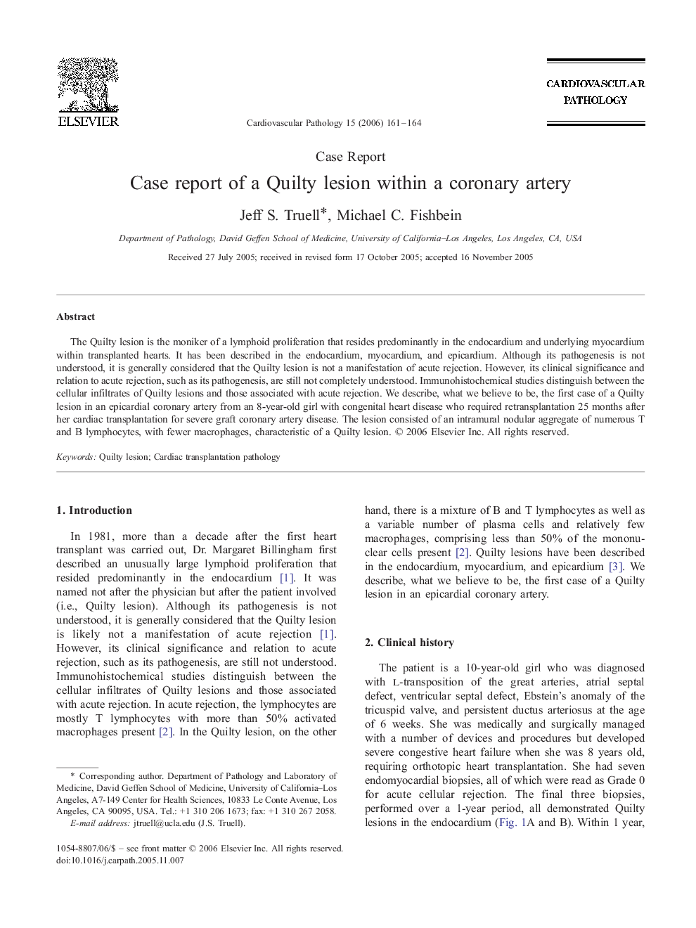 Case report of a Quilty lesion within a coronary artery