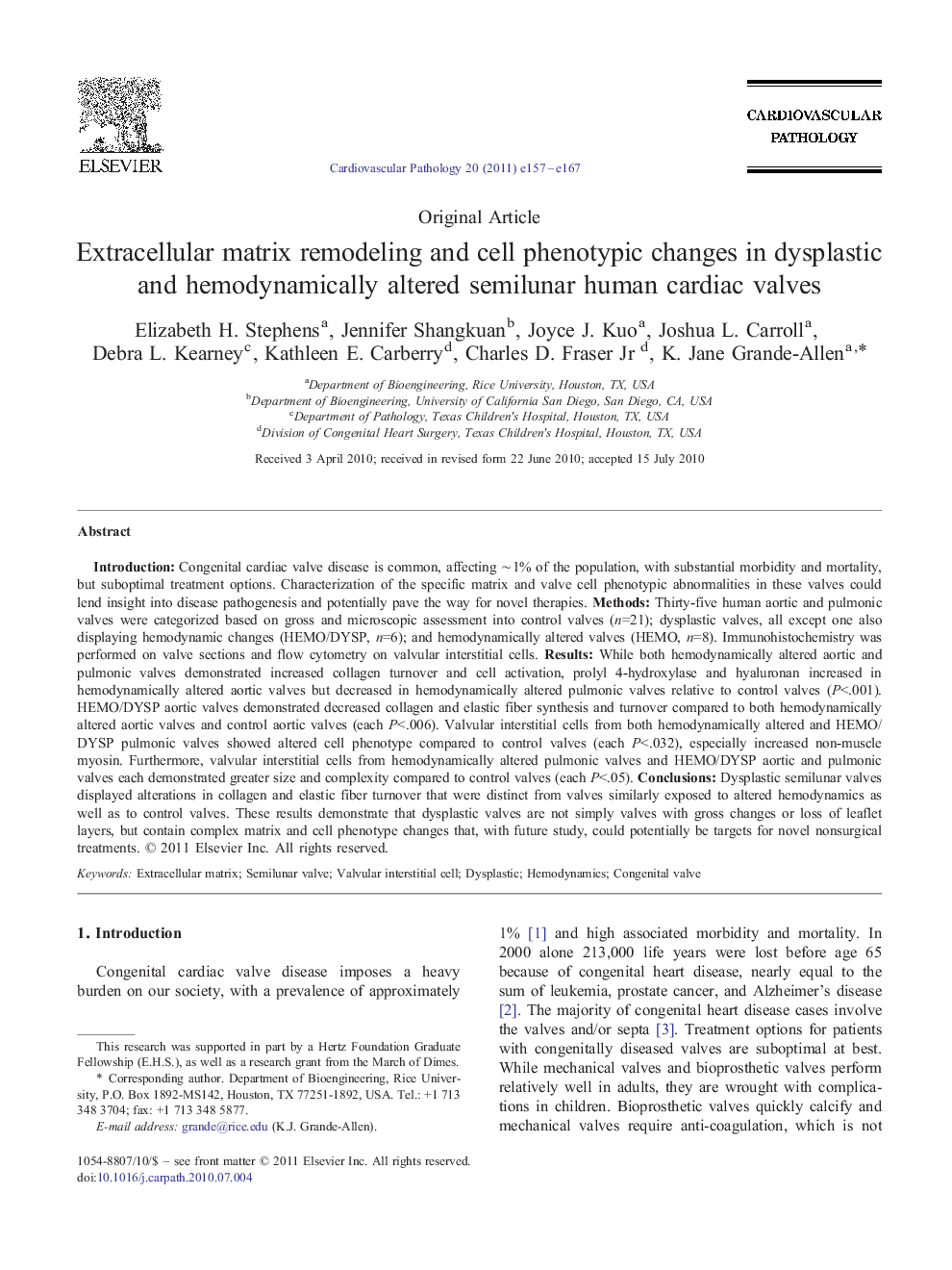 Extracellular matrix remodeling and cell phenotypic changes in dysplastic and hemodynamically altered semilunar human cardiac valves