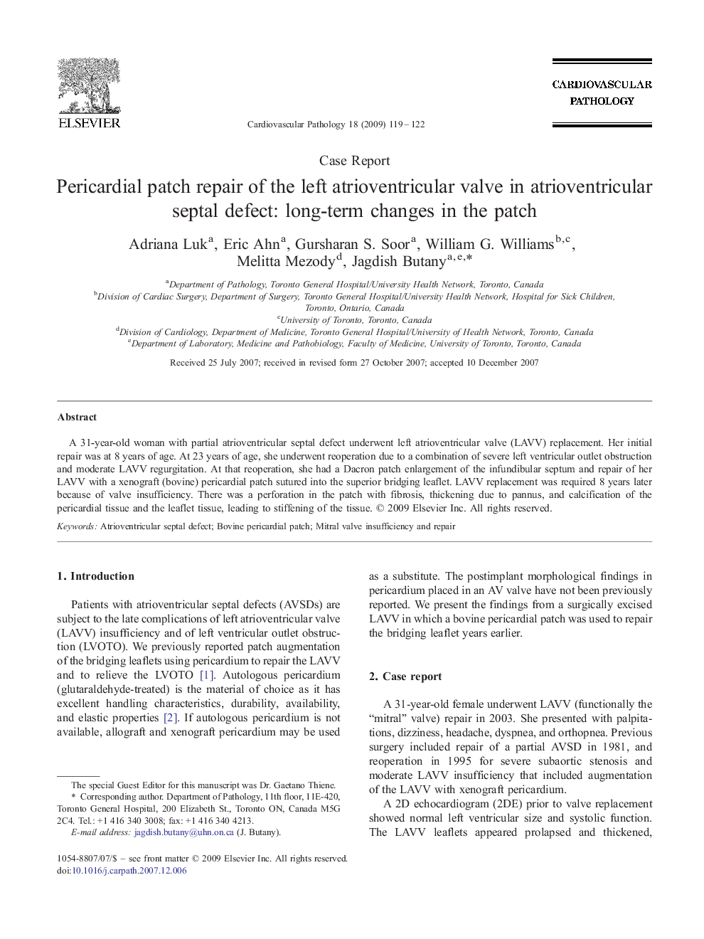 Pericardial patch repair of the left atrioventricular valve in atrioventricular septal defect: long-term changes in the patch