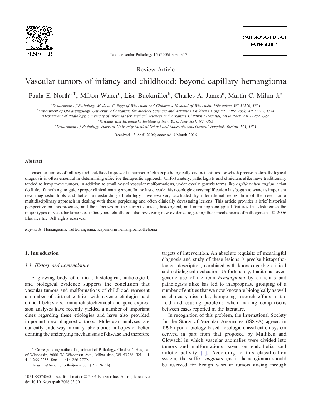 Vascular tumors of infancy and childhood: beyond capillary hemangioma