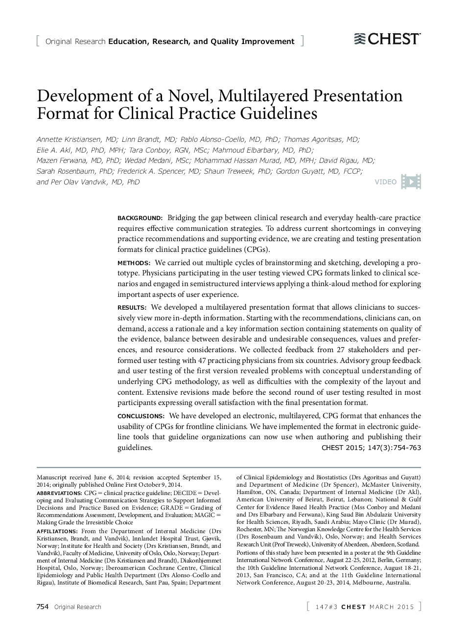 Development of a Novel, Multilayered Presentation Format for Clinical Practice Guidelines 