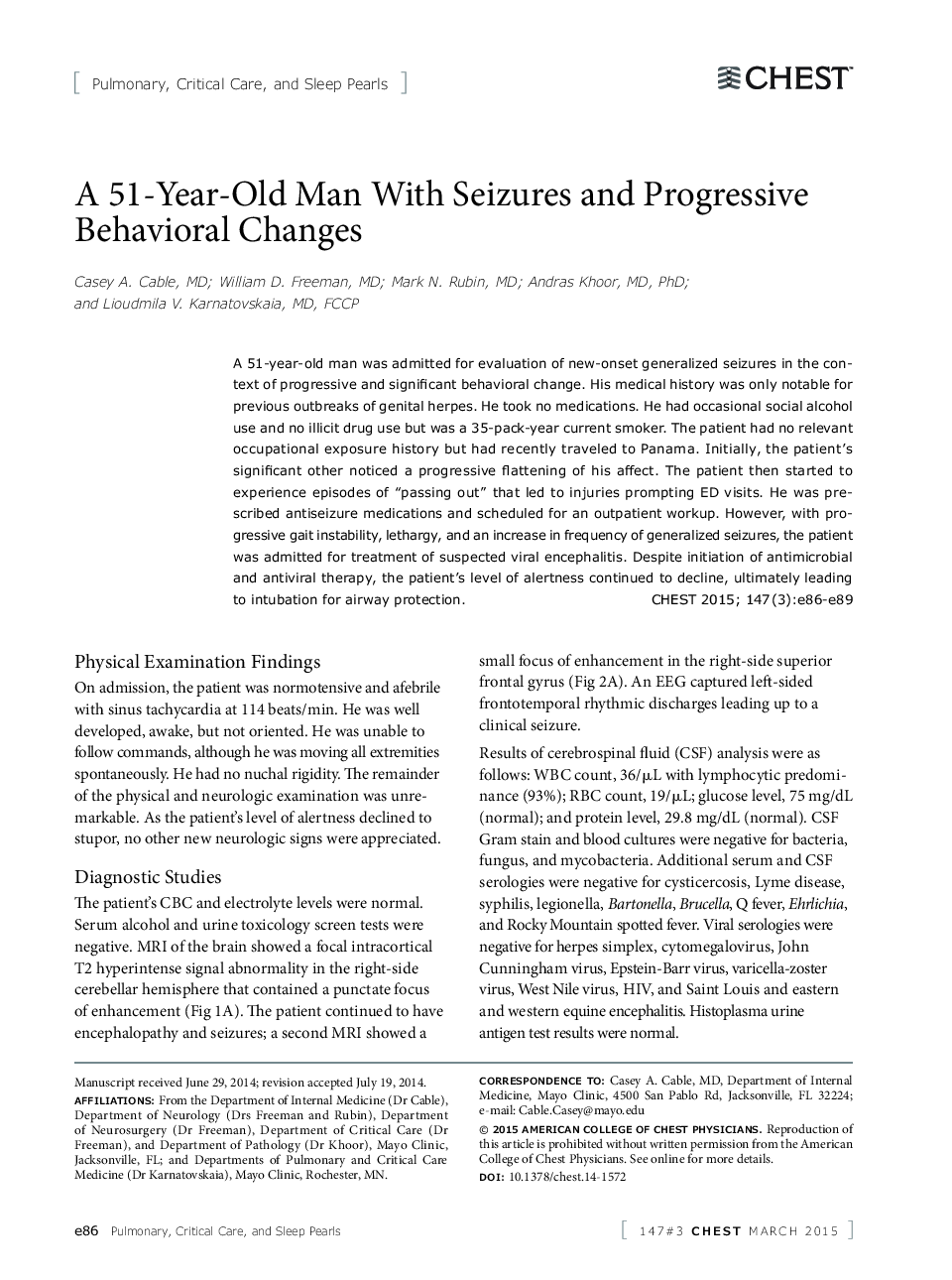 A 51-Year-Old Man With Seizures and Progressive Behavioral Changes 
