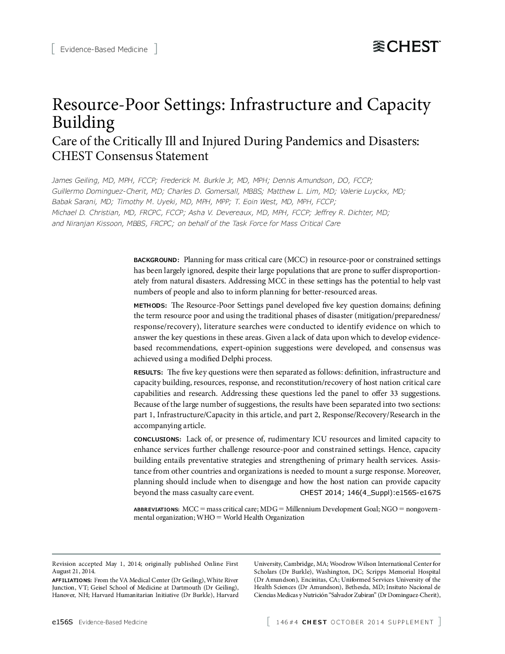 Resource-Poor Settings: Infrastructure and Capacity Building 