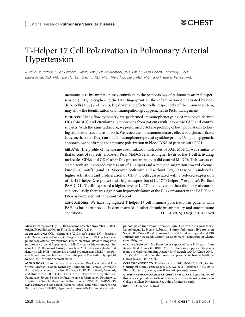 T-Helper 17 Cell Polarization in Pulmonary Arterial Hypertension 