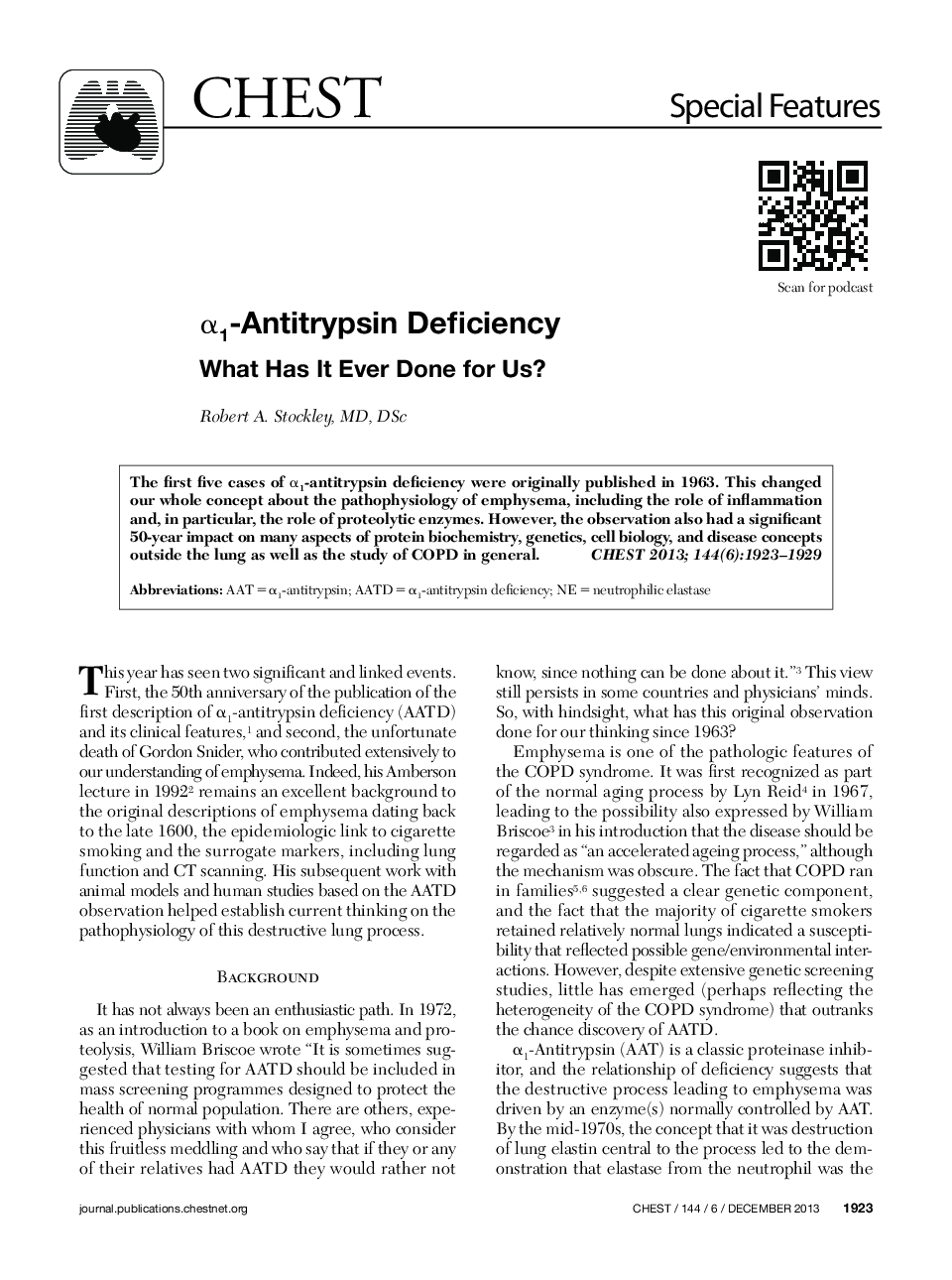 α1-Antitrypsin Deficiency : What Has It Ever Done for Us?
