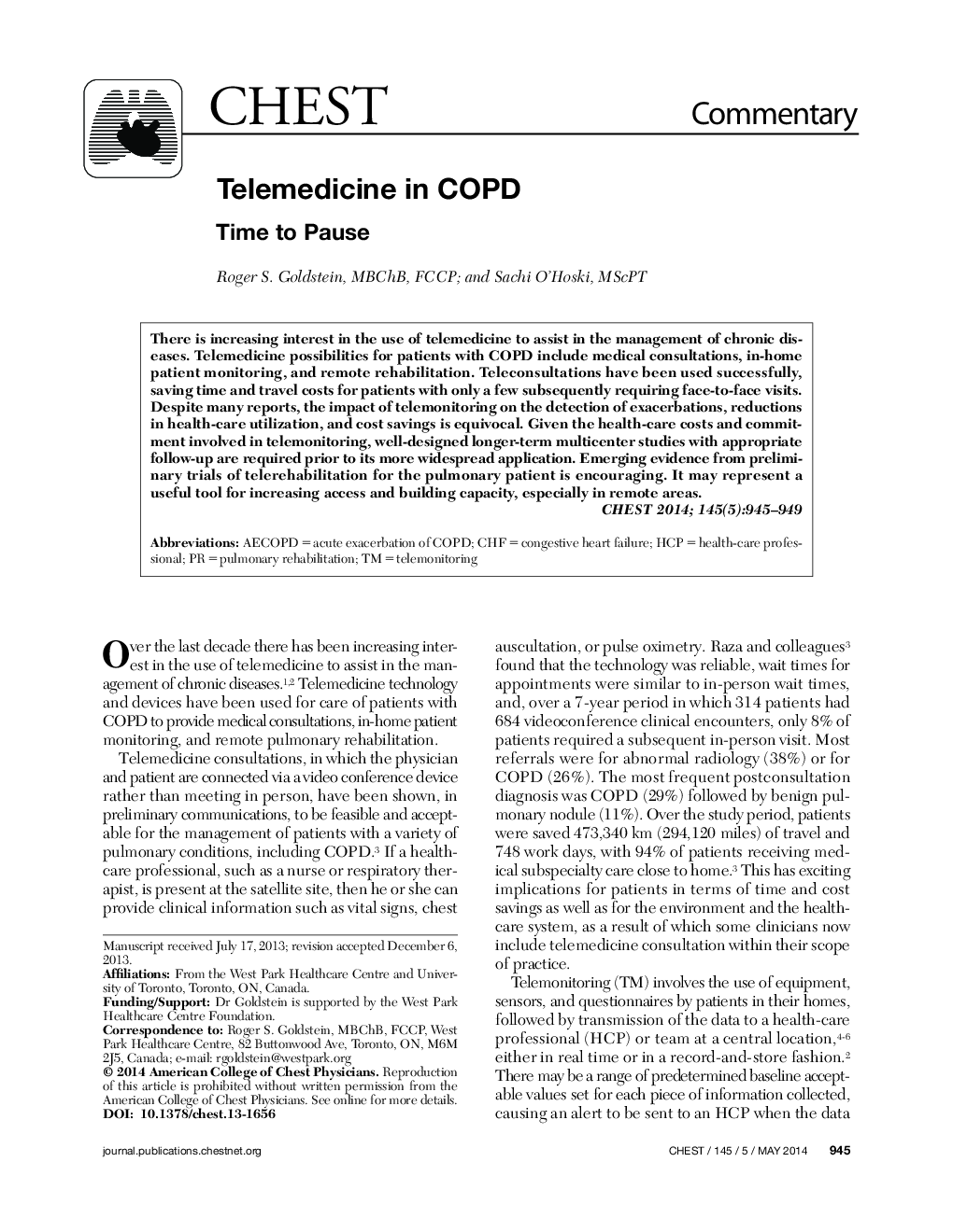 Telemedicine in COPD : Time to Pause