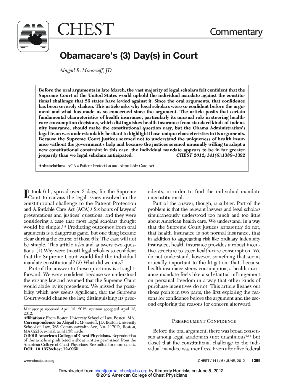 عکس صفحه اول مقاله: Obamacare's (3) Day(s) in Court Obamacare's (3) Day(s) in Court