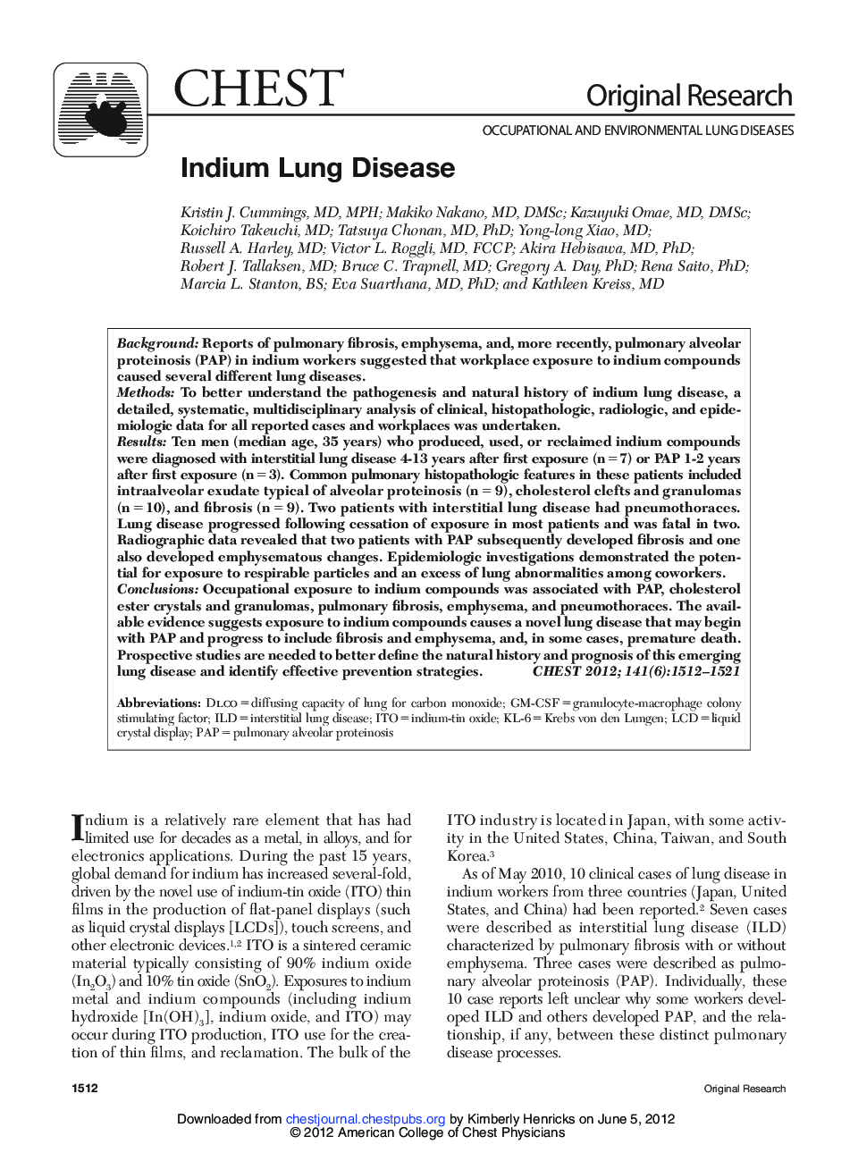 Indium Lung Disease 
