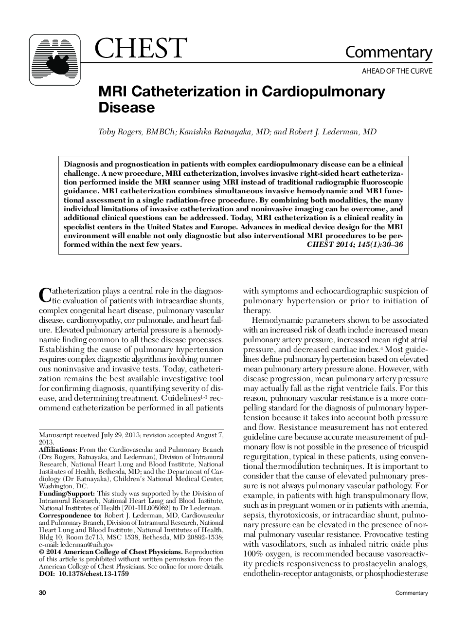 MRI Catheterization in Cardiopulmonary Disease 