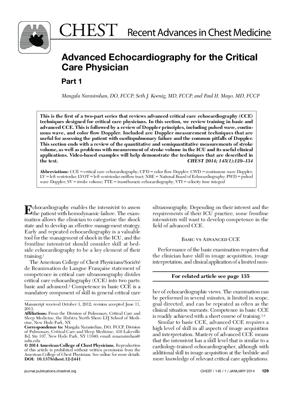 Advanced Echocardiography for the Critical Care Physician: Part 1 